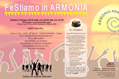 2 giugno 2018 dalle ore 20:00 alle 23:00  Apericena di fine anno associativo
